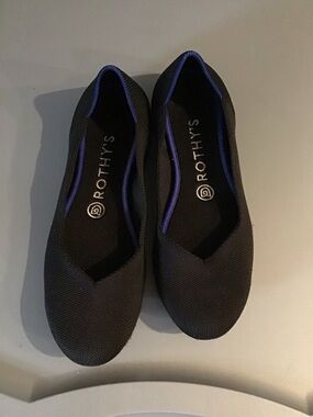 Rothy's Black Flats with Purple Trim